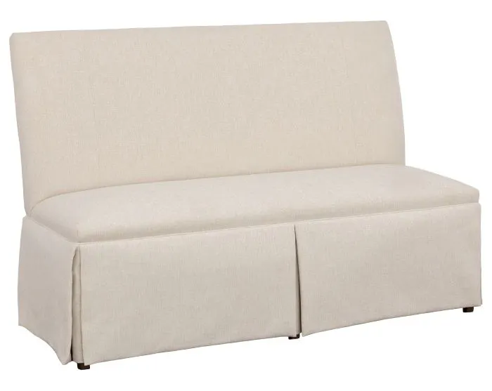Fairfield Furniture 1271-60-T Straight Back Skirted Armless Banquette 60", with Legs in Tobacco Finish Fairfield Furniture 1271-60-T Straight Back Skirted Armless Banquette 60", with Legs in Tobacco Finish