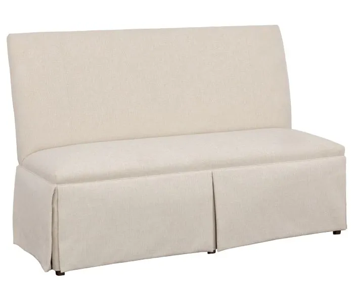 Fairfield Furniture 1271-60-T Straight Back Skirted Armless Banquette 60", with Legs in Tobacco Finish Fairfield Furniture 1271-60-T Straight Back Skirted Armless Banquette 60", with Legs in Tobacco Finish