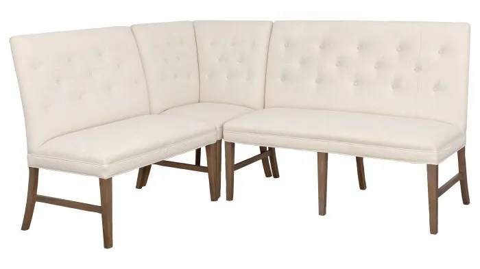 Fairfield Furniture 1272-29-M Straight Back Corner Chair Banquette, with Legs in Mica Finish with buttons Fairfield Furniture 1272-29-M Straight Back Corner Chair Banquette, with Legs in Mica Finish with buttons