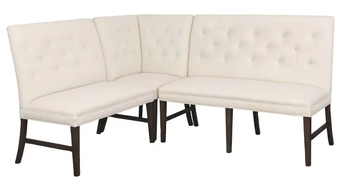 Fairfield Furniture 1272-29-T Straight Back Corner Chair Banquette, with Legs in Tobacco Finish with buttons Fairfield Furniture 1272-29-T Straight Back Corner Chair Banquette, with Legs in Tobacco Finish with buttons