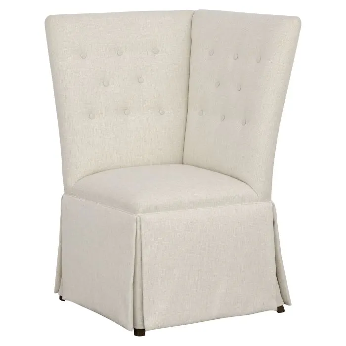 Fairfield Furniture 1273-29-T Straight Back Skirted Corner Chair Banquette,m with Legs in Tobacco Finish with buttons