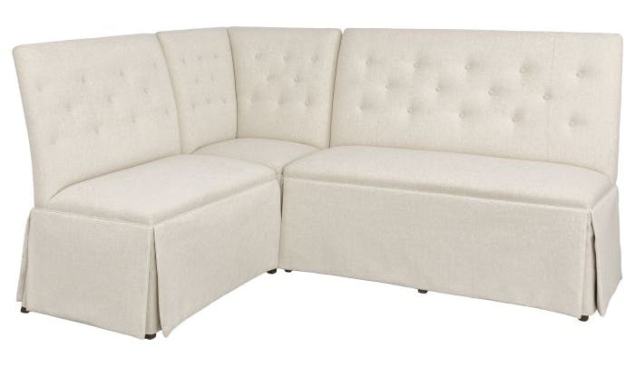 Fairfield Furniture 1273-29-T Straight Back Skirted Corner Chair Banquette,m with Legs in Tobacco Finish with buttons Fairfield Furniture 1273-29-T Straight Back Skirted Corner Chair Banquette,m with Legs in Tobacco Finish with buttons