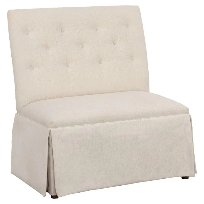Fairfield Furniture 1273-36-T Straight Back Skirted Armless Banquette 36″, with Legs in Tobacco Finish with buttons
