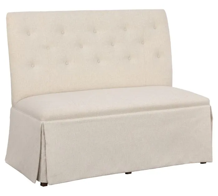 Fairfield Furniture 1273-48-T Straight Back Skirted Armless Banquette 48", with Legs in Tobacco Finish with buttons Fairfield Furniture 1273-48-T Straight Back Skirted Armless Banquette 48", with Legs in Tobacco Finish with buttons