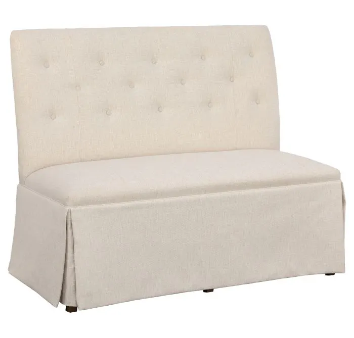 Fairfield Furniture 1273-48-T Straight Back Skirted Armless Banquette 48", with Legs in Tobacco Finish with buttons Fairfield Furniture 1273-48-T Straight Back Skirted Armless Banquette 48", with Legs in Tobacco Finish with buttons