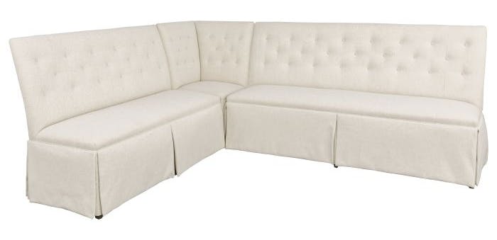 Fairfield Furniture 1273-72-T Straight Back Skirted Armless Banquette 72", with Legs in Tobacco Finish with buttons Fairfield Furniture 1273-72-T Straight Back Skirted Armless Banquette 72", with Legs in Tobacco Finish with buttons