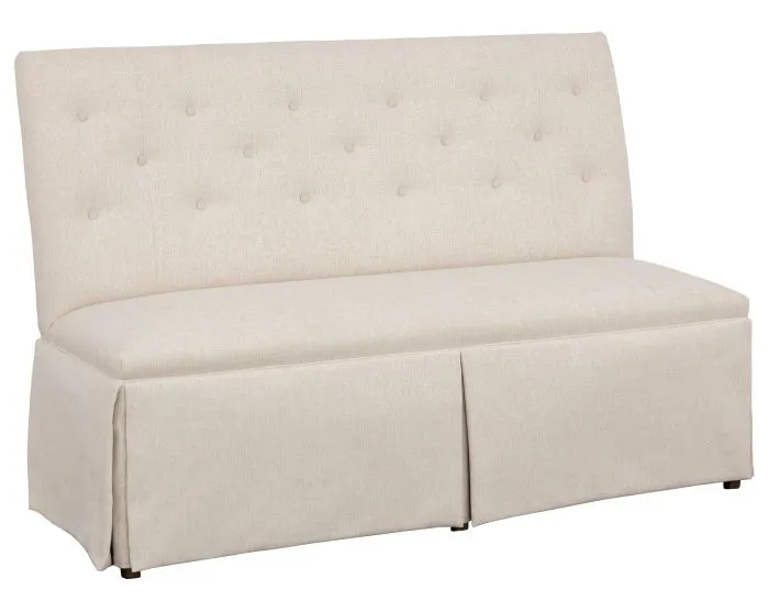 Fairfield Furniture 1273-60-T Straight Back Skirted Armless Banquette 60", with Legs in Tobacco Finish with buttons Fairfield Furniture 1273-60-T Straight Back Skirted Armless Banquette 60", with Legs in Tobacco Finish with buttons
