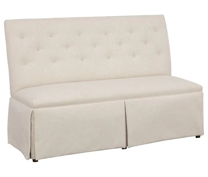 Fairfield Furniture 1273-60-T Straight Back Skirted Armless Banquette 60", with Legs in Tobacco Finish with buttons Fairfield Furniture 1273-60-T Straight Back Skirted Armless Banquette 60", with Legs in Tobacco Finish with buttons
