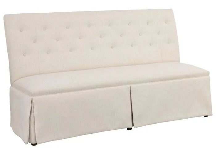 Fairfield Furniture 1273-72-T Straight Back Skirted Armless Banquette 72", with Legs in Tobacco Finish with buttons Fairfield Furniture 1273-72-T Straight Back Skirted Armless Banquette 72", with Legs in Tobacco Finish with buttons