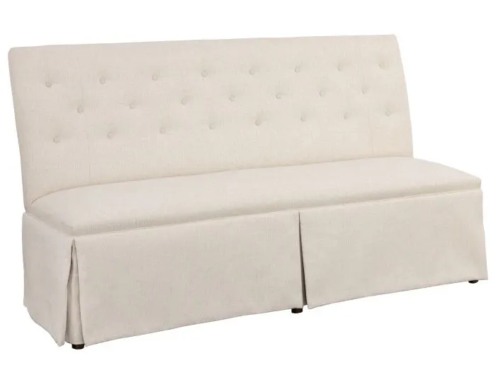 Fairfield Furniture 1273-72-T Straight Back Skirted Armless Banquette 72", with Legs in Tobacco Finish with buttons Fairfield Furniture 1273-72-T Straight Back Skirted Armless Banquette 72", with Legs in Tobacco Finish with buttons