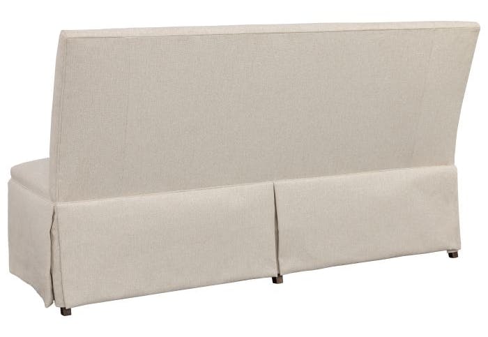 Fairfield Furniture 1273-72-T Straight Back Skirted Armless Banquette 72", with Legs in Tobacco Finish with buttons Fairfield Furniture 1273-72-T Straight Back Skirted Armless Banquette 72", with Legs in Tobacco Finish with buttons
