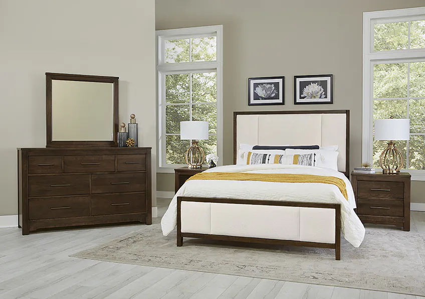 Artisan and Post 150-661-166-933-MS2 Crafted Cherry Erin's King Upholstered Bed Dark Cherry Finish Artisan and Post 150-661-166-933-MS2 Crafted Cherry Erin's King Upholstered Bed Dark Cherry Finish