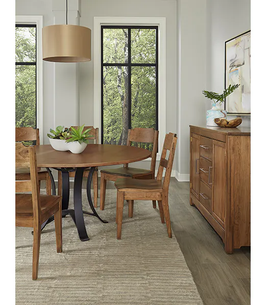 Artisan and Post 151-048-200 Crafted Cherry 48 Inch Round Table with Metal Base Medium Cherry Finish Artisan and Post 151-048-200 Crafted Cherry 48 Inch Round Table with Metal Base Medium Cherry Finish