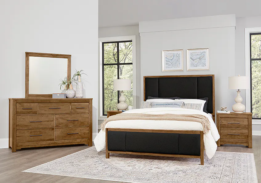 Artisan and Post 151-662-266-944-MS2 Crafted Cherry Erin's California King Upholstered Bed Medium Cherry Finish Artisan and Post 151-662-266-944-MS2 Crafted Cherry Erin's California King Upholstered Bed Medium Cherry Finish