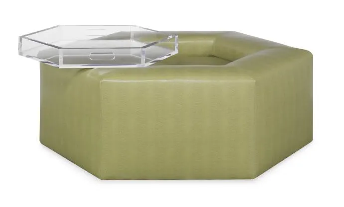 Highland House 1670-56C Menil Cocktail Ottoman - Acrylic Tray & Casters Highland House 1670-56C Menil Cocktail Ottoman - Acrylic Tray & Casters