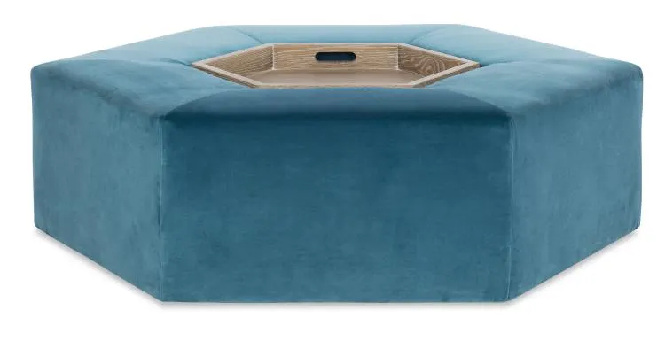 Highland House 1570-56C Menil Cocktail Ottoman – Oak Tray & Casters
