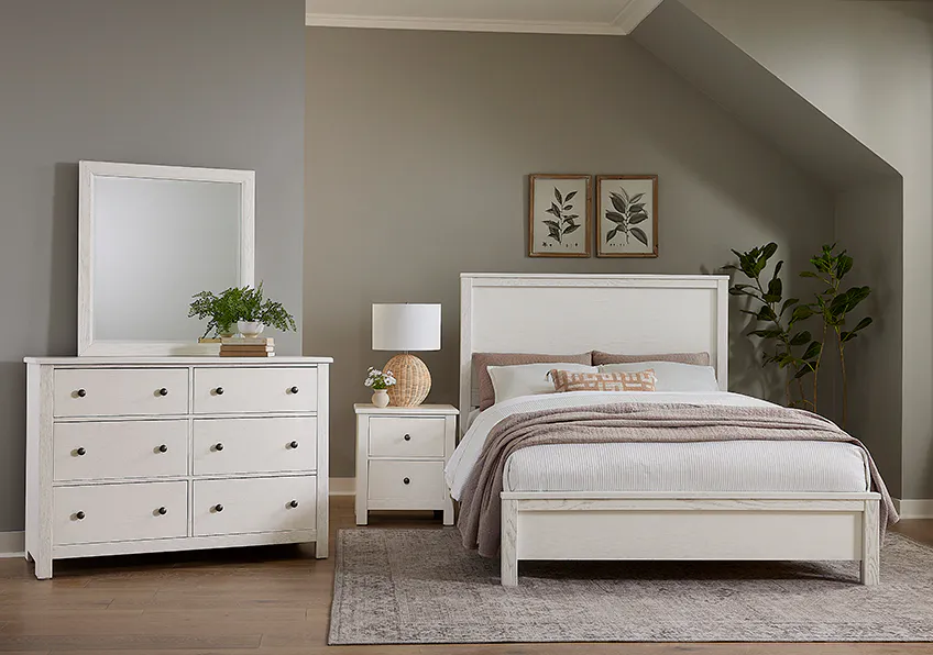 Vaughan Bassett 16-551-155-922 Fundamentals Queen Panel Bed White Vaughan Bassett 16-551-155-922 Fundamentals Queen Panel Bed White