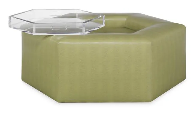 Highland House 1670-46C Menil Cocktail Ottoman - Acrylic Tray & Casters Highland House 1670-46C Menil Cocktail Ottoman - Acrylic Tray & Casters