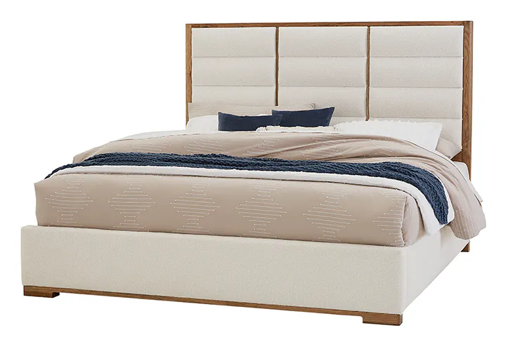 Vaughan Bassett 790-551A-155A-822A Crafted Oak Erin's Queen Upholstered Bed White Fabric Natural Finish Vaughan Bassett 790-551A-155A-822A Crafted Oak Erin's Queen Upholstered Bed White Fabric Natural Finish