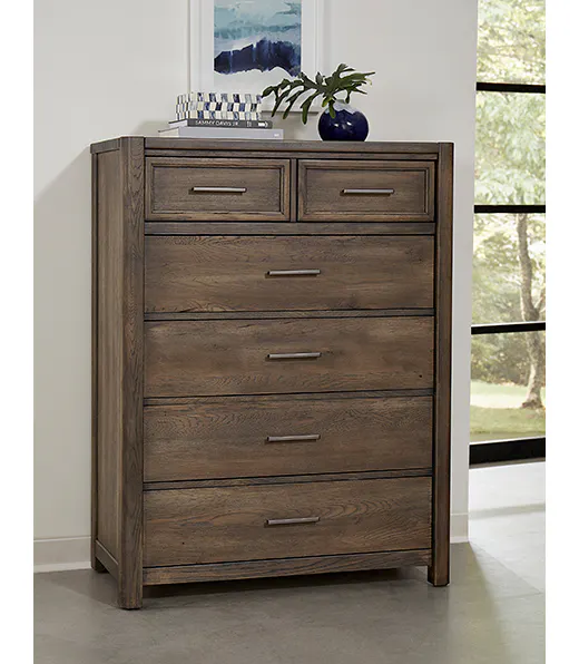 Vaughan Bassett 793-115 Crafted Oak 5 Drawer Chest Aged Gray Finish Vaughan Bassett 793-115 Crafted Oak 5 Drawer Chest Aged Gray Finish