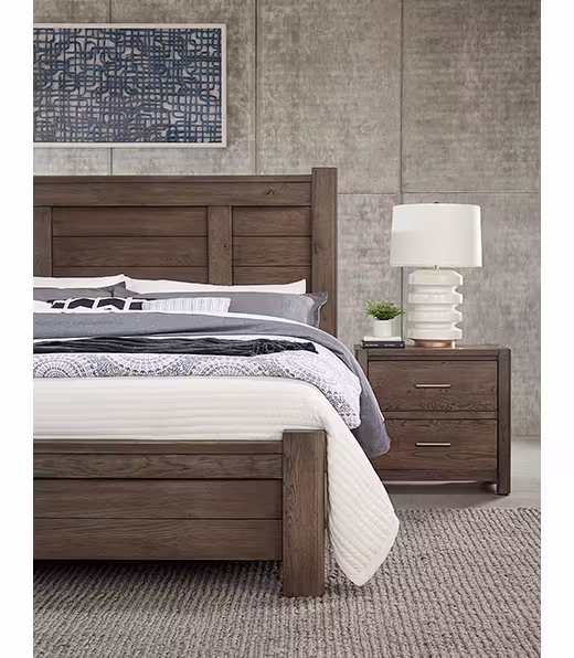 Vaughan Bassett 793-558-855-922 Crafted Oak Ben's Queen Poster Bed Aged Gray Finish Vaughan Bassett 793-558-855-922 Crafted Oak Ben's Queen Poster Bed Aged Gray Finish