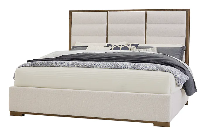 Vaughan Bassett 793-661A-166A-822A Crafted Oak Erin's King Upholstered Bed White Fabric Aged Gray Finish Vaughan Bassett 793-661A-166A-822A Crafted Oak Erin's King Upholstered Bed White Fabric Aged Gray Finish