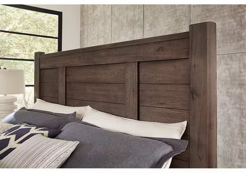 Vaughan Bassett 793-558-855-922 Crafted Oak Ben's Queen Poster Bed Aged Gray Finish Vaughan Bassett 793-558-855-922 Crafted Oak Ben's Queen Poster Bed Aged Gray Finish