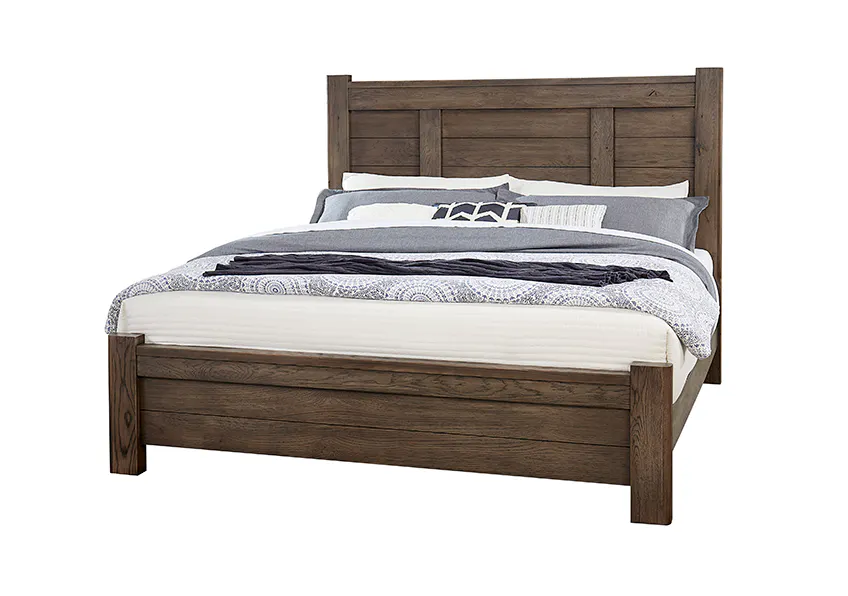 Vaughan Bassett 793-668-866-944-MS1 Crafted Oak Ben’s California King Poster Bed Aged Gray Finish