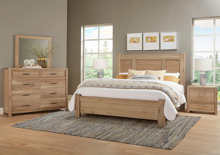 Vaughan Bassett 795-668-866-922-MS1 Crafted Oak Ben's King Poster Bed Bleached White Finish Vaughan Bassett 795-668-866-922-MS1 Crafted Oak Ben's King Poster Bed Bleached White Finish