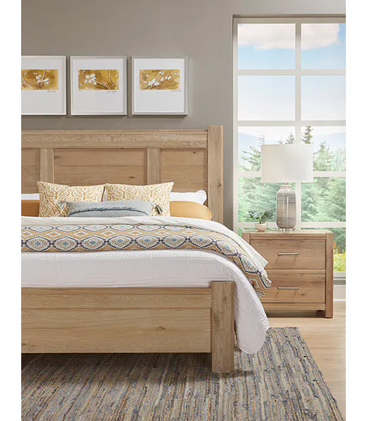 Vaughan Bassett 795-668-866-922-MS1 Crafted Oak Ben's King Poster Bed Bleached White Finish Vaughan Bassett 795-668-866-922-MS1 Crafted Oak Ben's King Poster Bed Bleached White Finish