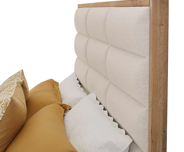Vaughan Bassett 795-551A-155A-822A Crafted Oak Erin's Queen Upholstered Bed White Fabric Bleached White Finish Vaughan Bassett 795-551A-155A-822A Crafted Oak Erin's Queen Upholstered Bed White Fabric Bleached White Finish