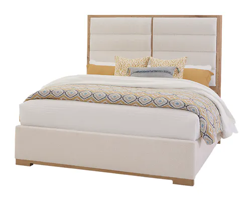 Vaughan Bassett 795-551A-155A-822A Crafted Oak Erin's Queen Upholstered Bed White Fabric Bleached White Finish Vaughan Bassett 795-551A-155A-822A Crafted Oak Erin's Queen Upholstered Bed White Fabric Bleached White Finish