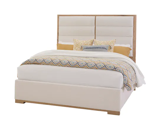 Vaughan Bassett 795-551A-155A-822A Crafted Oak Erin's Queen Upholstered Bed White Fabric Bleached White Finish Vaughan Bassett 795-551A-155A-822A Crafted Oak Erin's Queen Upholstered Bed White Fabric Bleached White Finish
