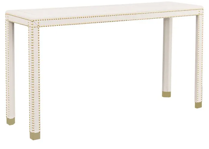 Fairfield Furniture 8007-96-6 Beverly Console Table, Faux Leather, Brass Finish Fairfield Furniture 8007-96-6 Beverly Console Table, Faux Leather, Brass Finish