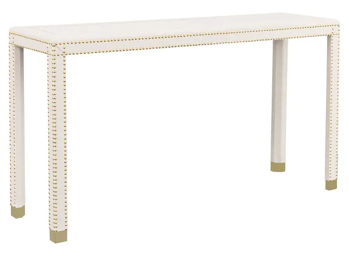Fairfield Furniture 8007-96-6 Beverly Console Table, Faux Leather, Brass Finish Fairfield Furniture 8007-96-6 Beverly Console Table, Faux Leather, Brass Finish