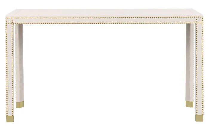 Fairfield Furniture 8007-96-6 Beverly Console Table, Faux Leather, Brass Finish Fairfield Furniture 8007-96-6 Beverly Console Table, Faux Leather, Brass Finish