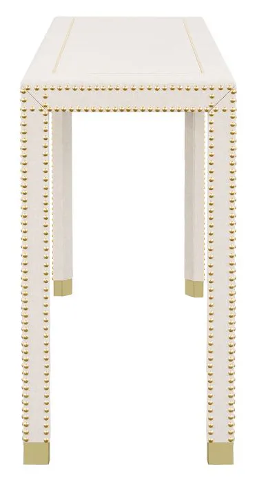 Fairfield Furniture 8007-96-6 Beverly Console Table, Faux Leather, Brass Finish Fairfield Furniture 8007-96-6 Beverly Console Table, Faux Leather, Brass Finish
