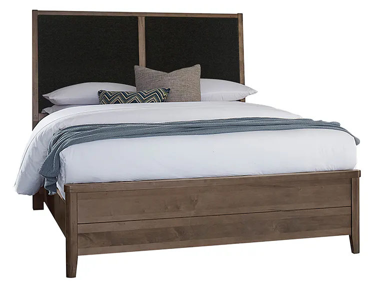 Vaughan Bassett 820-551-155-053-922 Woodbridge Queen Upholstered Bed Black Fabric Dark Cashmere Finish Vaughan Bassett 820-551-155-053-922 Woodbridge Queen Upholstered Bed Black Fabric Dark Cashmere Finish