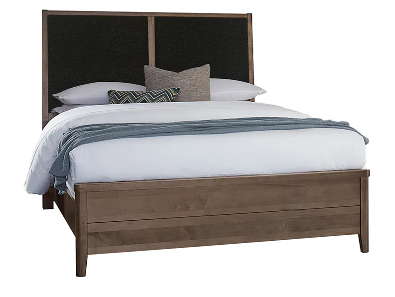 Vaughan Bassett 820-551-155-053-922 Woodbridge Queen Upholstered Bed Black Fabric Dark Cashmere Finish Vaughan Bassett 820-551-155-053-922 Woodbridge Queen Upholstered Bed Black Fabric Dark Cashmere Finish