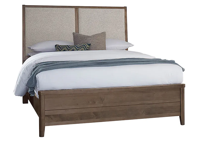 Vaughan Bassett 820-661-166-062-944-MS1 Woodbridge California King Bed Grey Fabric Dark Cashmere Finish