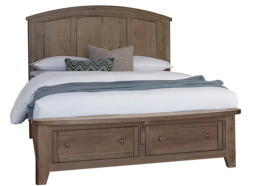 Vaughan Bassett 820-667-066B-502-666 Woodbridge King Arch Bed with Storage Footboard Dark Cashmere Finish