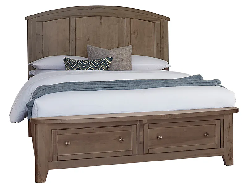 Vaughan Bassett 820-557-050B-502-555 Woodbridge Queen Arch Bed with Storage Footboard Dark Cashmere Finish Vaughan Bassett 820-557-050B-502-555 Woodbridge Queen Arch Bed with Storage Footboard Dark Cashmere Finish