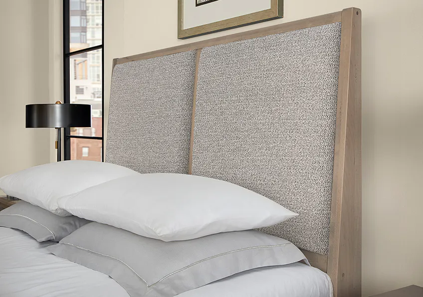 Vaughan Bassett 821-661-166-062-944-MS1 Woodbridge California King Upholstered Bed Grey Fabric Shadow Grey Finish Vaughan Bassett 821-661-166-062-944-MS1 Woodbridge California King Upholstered Bed Grey Fabric Shadow Grey Finish