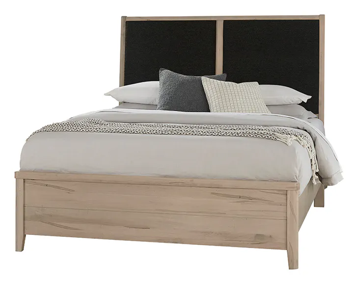 Vaughan Bassett 821-661-166-063-944-MS1 Woodbridge California King Upholstered Bed Black Fabric Shadow Grey Finish Vaughan Bassett 821-661-166-063-944-MS1 Woodbridge California King Upholstered Bed Black Fabric Shadow Grey Finish