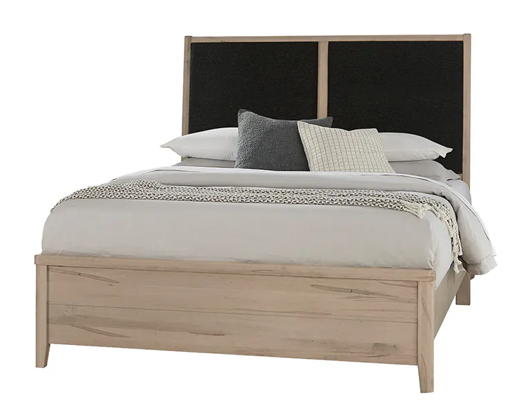 Vaughan Bassett 821-661-166-063-944-MS1 Woodbridge California King Upholstered Bed Black Fabric Shadow Grey Finish Vaughan Bassett 821-661-166-063-944-MS1 Woodbridge California King Upholstered Bed Black Fabric Shadow Grey Finish