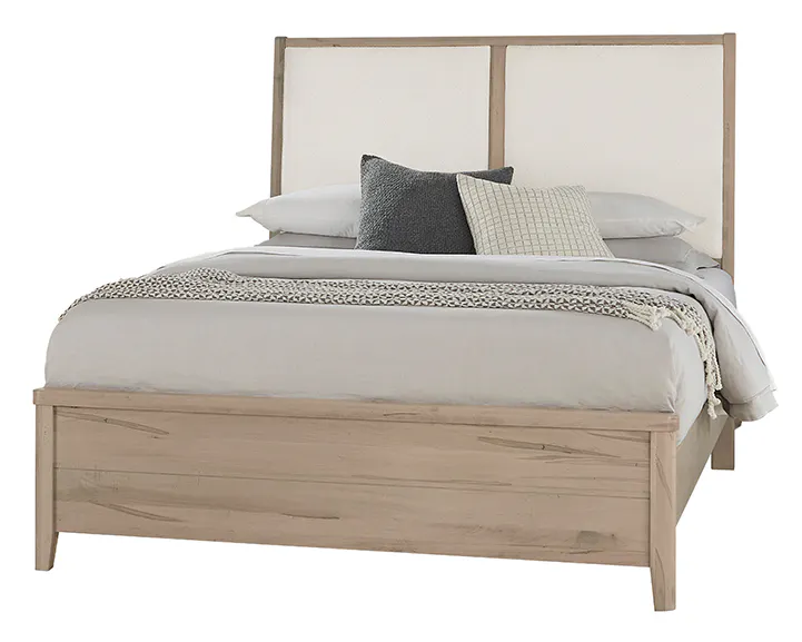 Vaughan Bassett 821-661-166-061-944-MS1 Woodbridge California King Upholstered Bed White Fabric Shadow Grey Finish Vaughan Bassett 821-661-166-061-944-MS1 Woodbridge California King Upholstered Bed White Fabric Shadow Grey Finish