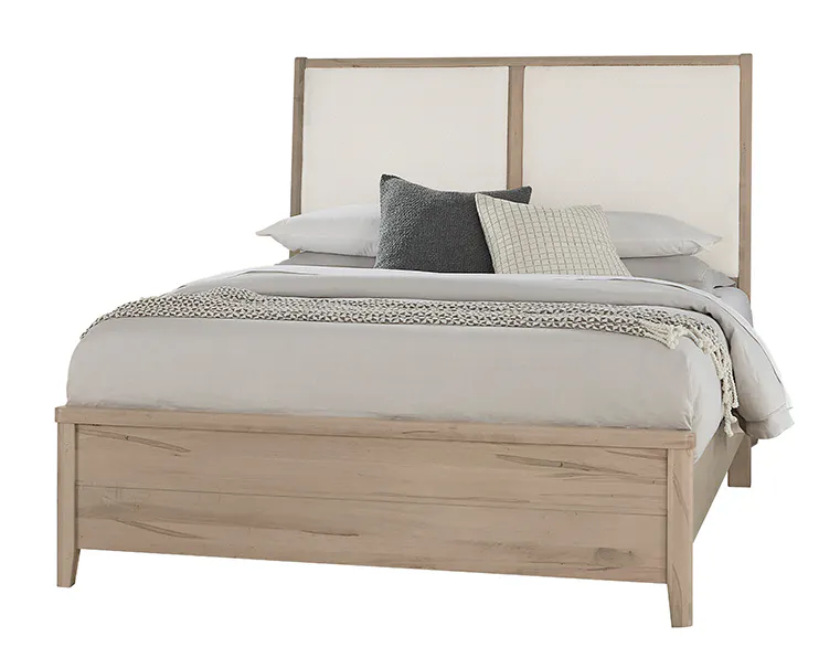 Vaughan Bassett 821-661-166-061-944-MS1 Woodbridge California King Upholstered Bed White Fabric Shadow Grey Finish Vaughan Bassett 821-661-166-061-944-MS1 Woodbridge California King Upholstered Bed White Fabric Shadow Grey Finish