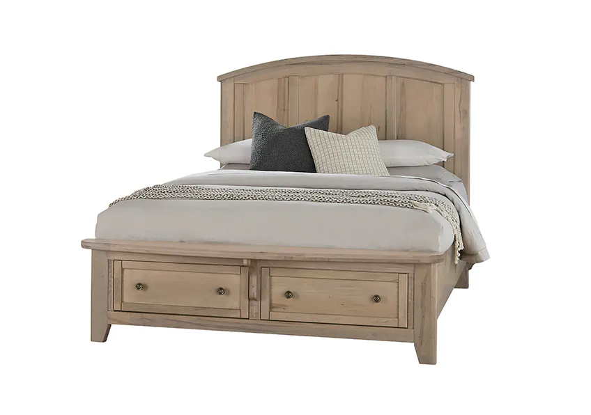 Vaughan Bassett 821-667-066B-502-666 Woodbridge King Arch Bed with Storage Footboard Shadown Grey Finish