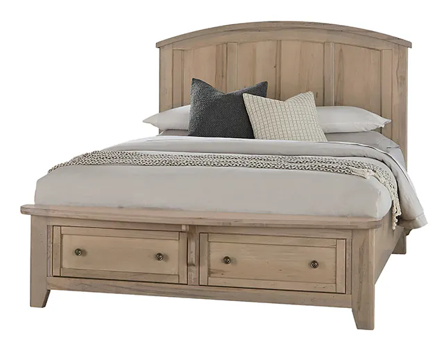 Vaughan Bassett 821-667-066B-502-666 Woodbridge King Arch Bed with Storage Footboard Shadown Grey Finish Vaughan Bassett 821-667-066B-502-666 Woodbridge King Arch Bed with Storage Footboard Shadown Grey Finish