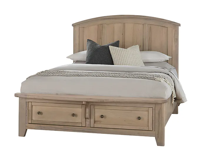 Vaughan Bassett 821-667-066B-502-666 Woodbridge King Arch Bed with Storage Footboard Shadown Grey Finish Vaughan Bassett 821-667-066B-502-666 Woodbridge King Arch Bed with Storage Footboard Shadown Grey Finish
